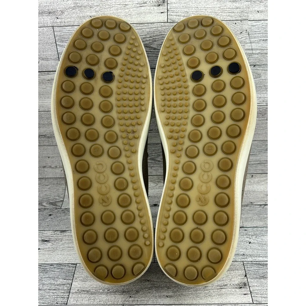 ECCO Soft 7 Men Sneaker Taupe Leather Low Top Lace Up‎ Shoes Size EU 43 US 9.5